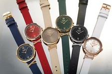 Women's Burgi BUR264 Quartz Swarovski Crystal Genuine Leather X-Strap Watch