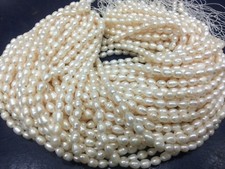 5 Strand Freshwater Pearl Barrel Smooth 4x6-5x7mm Pearl Loose Beads 12"inch