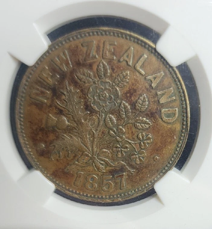 1857 NEW ZEALAND PENNY COPPER M SOMMERVILLE AUCKLAND NGC AU XF 45 BN KM TN64 - Image 4 of 4