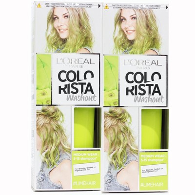 2x L Oreal Colorista Washout Lime Neon Bright Green Temporary
