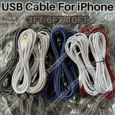 Heavy Duty Fast Charger USB Cable 3/6/10FT For iPhone 11 8 7 6 Charging Cord Lot
