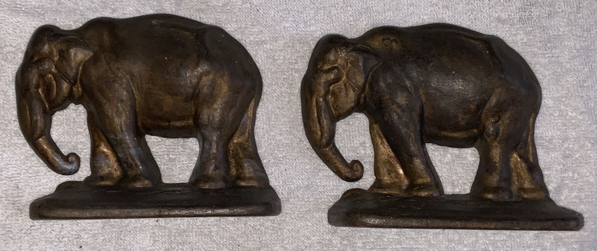 Vintage Antique Cast Iron Elephant Bookends eBay