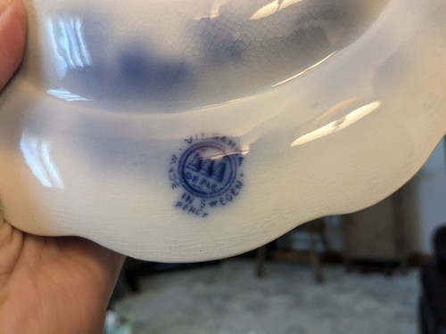 Antique 3 Flow Blue Platters Wood Wall Display & Hanging Exquisite  - Picture 11 of 18