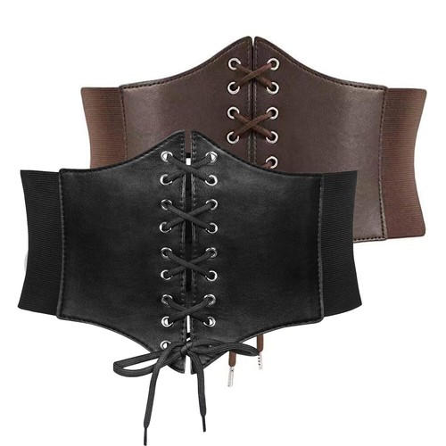 Corset Belt Women Elastic Waist Belt Halloween Costume Lace-up Belt Tied Waspie - Picture 10 of 13