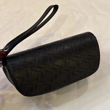 Oakley Black Vegan Leather Zipper Wristlet Case with Soft Shell For Eyeglass