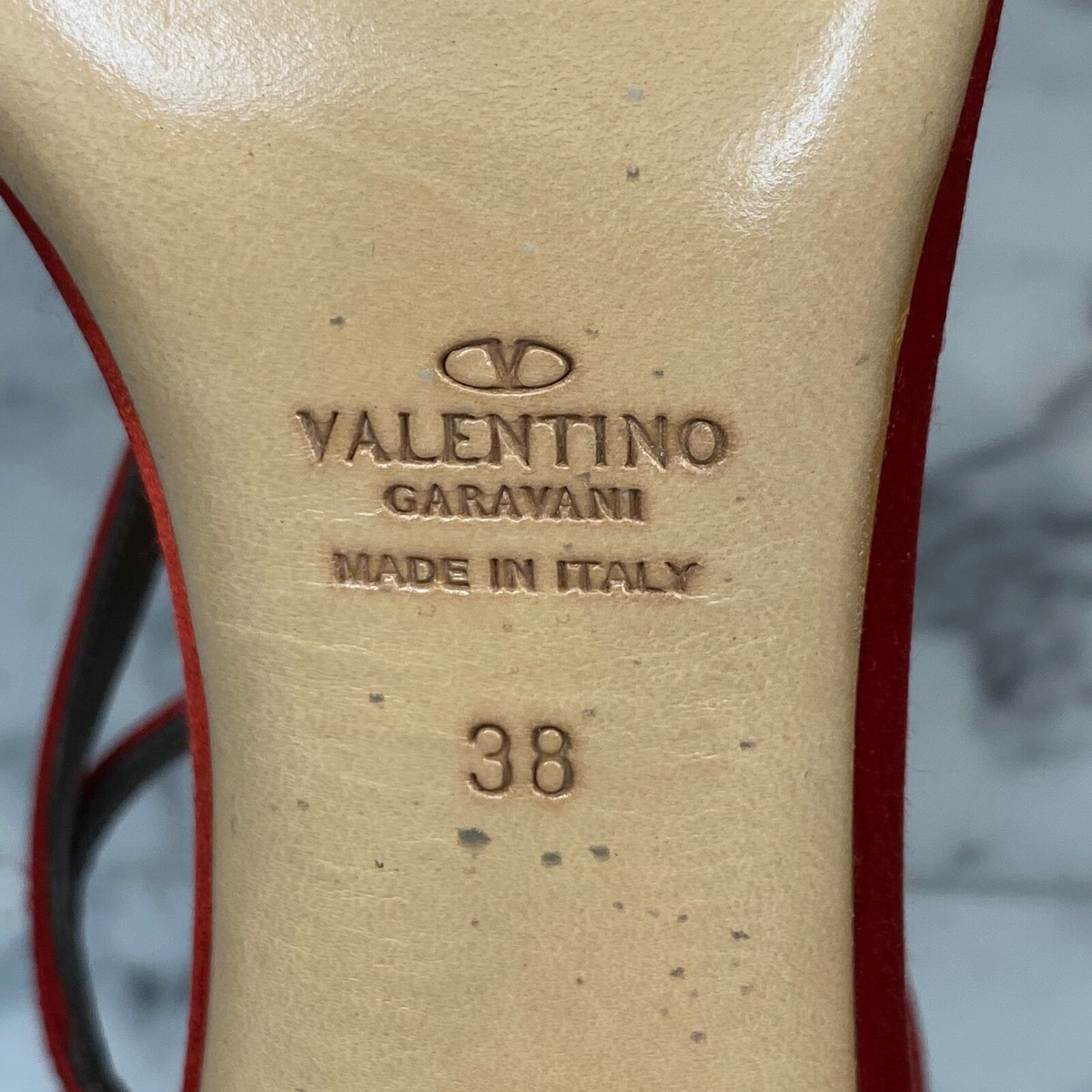 VALENTINO Garavani Vintage Red Satin T-Strap Open Toe Pumps
