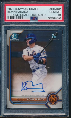 PSA 10 KEVIN PARADA AUTO 1st 2022 Bowman Chrome Draft NY Mets Rookie RC GEM MINT