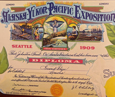 Antique Exposition Brand 🍋 Lemon Crate Label Johnston Fruit Co 1909 AYPE