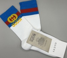 Gucci GG Webbylock White  Sky Blue Socks Toddler Size 3 12/14cm Authentic