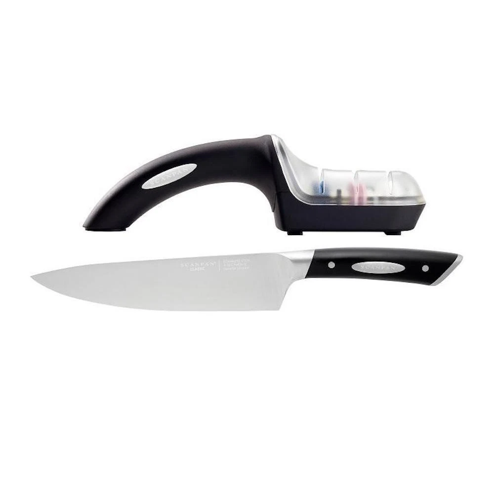 Scanpan Classic Chef Cook Knife 20cm + 3 Step Sharpener Set