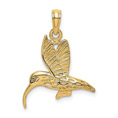 10K Gelbgold strukturierter Kolibri fliegender Charm Anhänger L 22,65mm, B 16,7mm