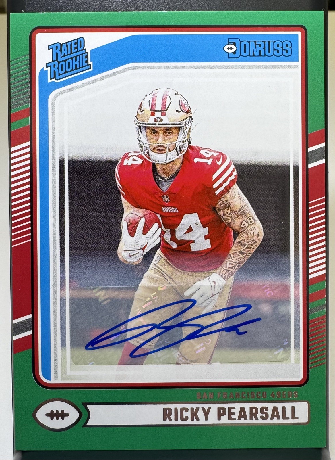 2024 Donruss RICKY PEARSALL Green Press Proof Rated Rookie Auto #318 SF 49ers RC