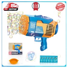 132 Hole Bubble Machine Gun Rocket Bazooka Bubble Blaster Summer Toy Light Blue