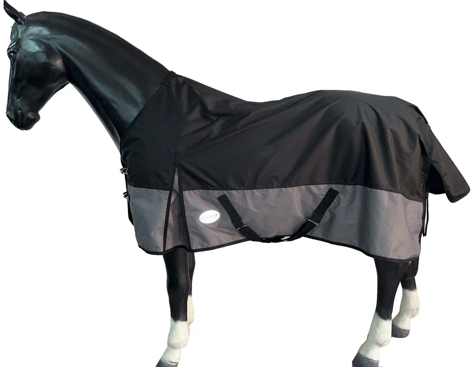 EQUITACK YOUR PASSION IS OUR MISSION Outdoor Winterdecke Turnout Wasserdicht 600D 100G Fulling Schwarz/Grau 125-165cm