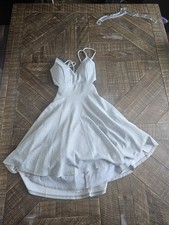 Silver Glitter Sleeveless Spaghetti Strap Fit & Flare V-Neck Short Dress V-17570