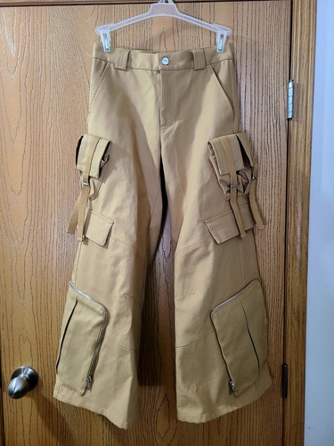 Dion Lee Dynasty Cotton Twill Tan Wide Leg Y2k Utility Military Cargo Pants 0