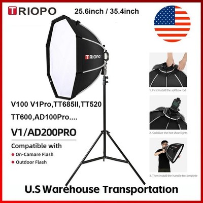 Triopo KX65 KX90 Foldable flash Softbox+tripod For Round head flash V1,Ad200,TT