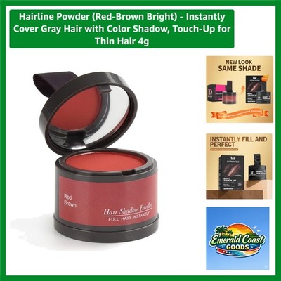 Hypoallergenic Hairline Powder Red-Brown Bright - Instant Gray Coverage, 4g