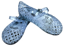 Old Navy Toddler Girls Clear Glitter Jellies Ankle Buckle Flat Sandal Size 10T