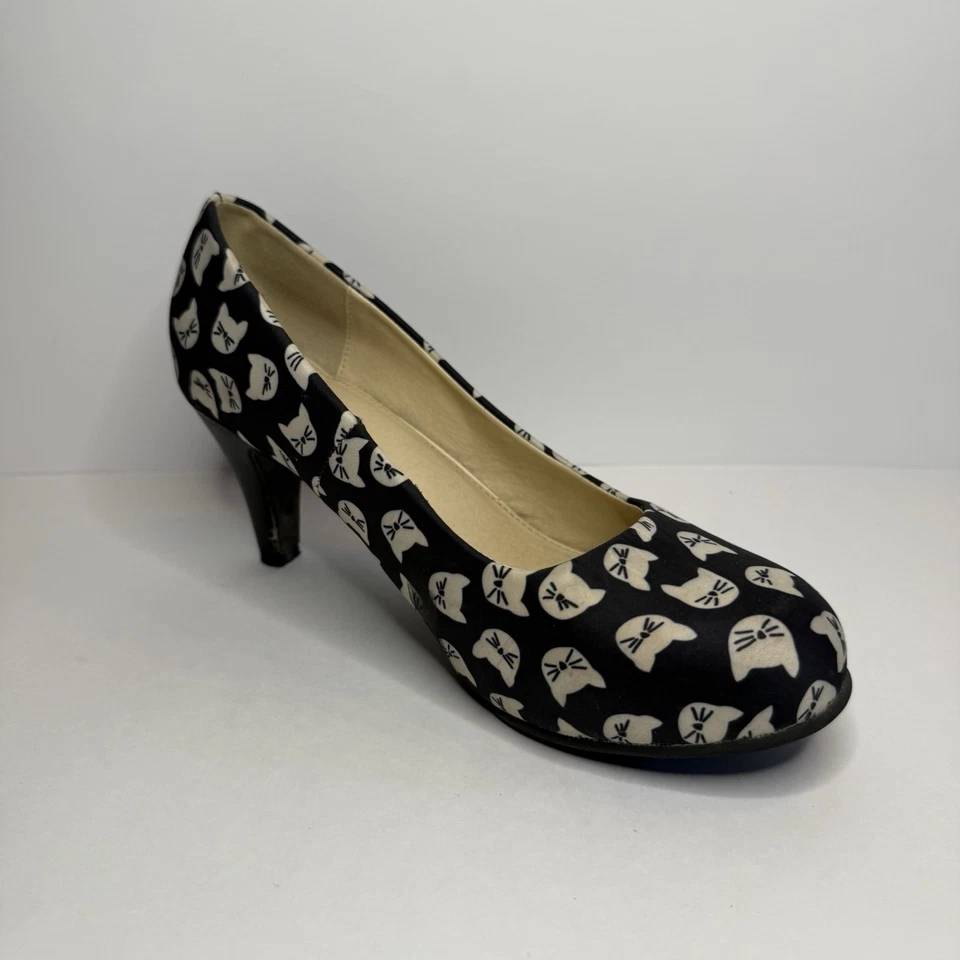T.U.K. Tacones All Kitty Anti Pop Negro Blanco - Mujer Talla 9 Foto 3 de 4