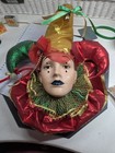 Vintage Venetian Style Jester Mask Wall Decor Harlequin w Bells & Ribbons Boxed