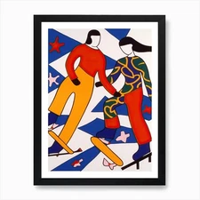 Figure Skating In The Style Of Mati Framed Wall Art Poster Canvas Print Picture