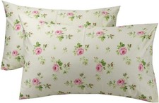 Set of 2 Standard Pillow Cases 20x30 Cotton 400 Thread Count Red Floral Pillow C