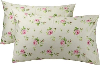 Set of 2 Standard Pillow Cases 20x30 Cotton 400 Thread Count Red Floral Pillow C