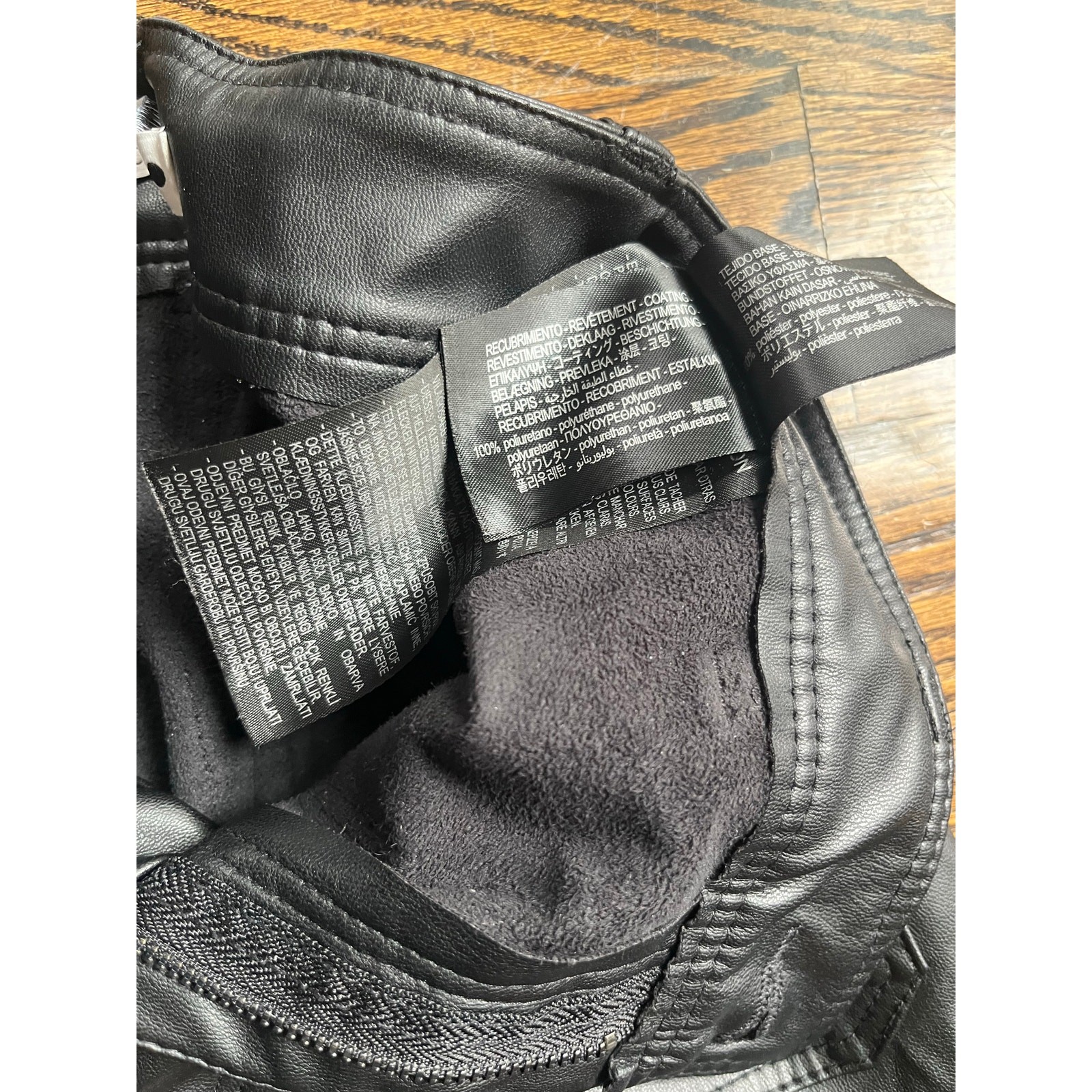 Zara women’s wide leg high rise faux leather pants Sz 4 black  thumbnail 8