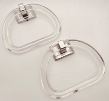 Vintage Hall-Mack Towel Ring W/ Crystal chrome Lucite Handle Set of 2 **
