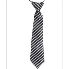 Black Stripe Children s Necktie- Elastic Neck band Stretches 13 to 21