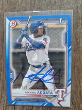 Maximo Acosta Signed 2021 1st Bowman Baseball Card #BP-7 Marlins Rangers Blue