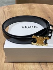 Celine Belt Ceinture 85cm 25mm Black Leather Gold Buckle Femme, Boucles Dorées
