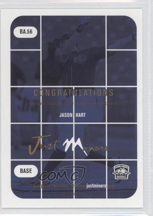 2001 Just Minors Auto Jason Hart #BA.56 Auto - Image 2 of 2