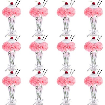 12 Sets Pink Carnations Artificial Flowers, 50's Theme Party Decorations Incl...