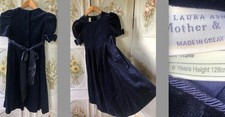 VTG NEW LAURA ASHLEY MOTHER CHILD UK NAVY BLUE VELVETEEN COTTON DRESS 8YEARS EUC