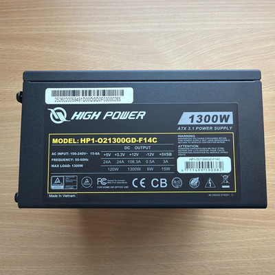 HighPower 12VHPWR ATX3.0 1300 Watt 80 Plus Gold Power Supply, HP1-O21300GD-F14C