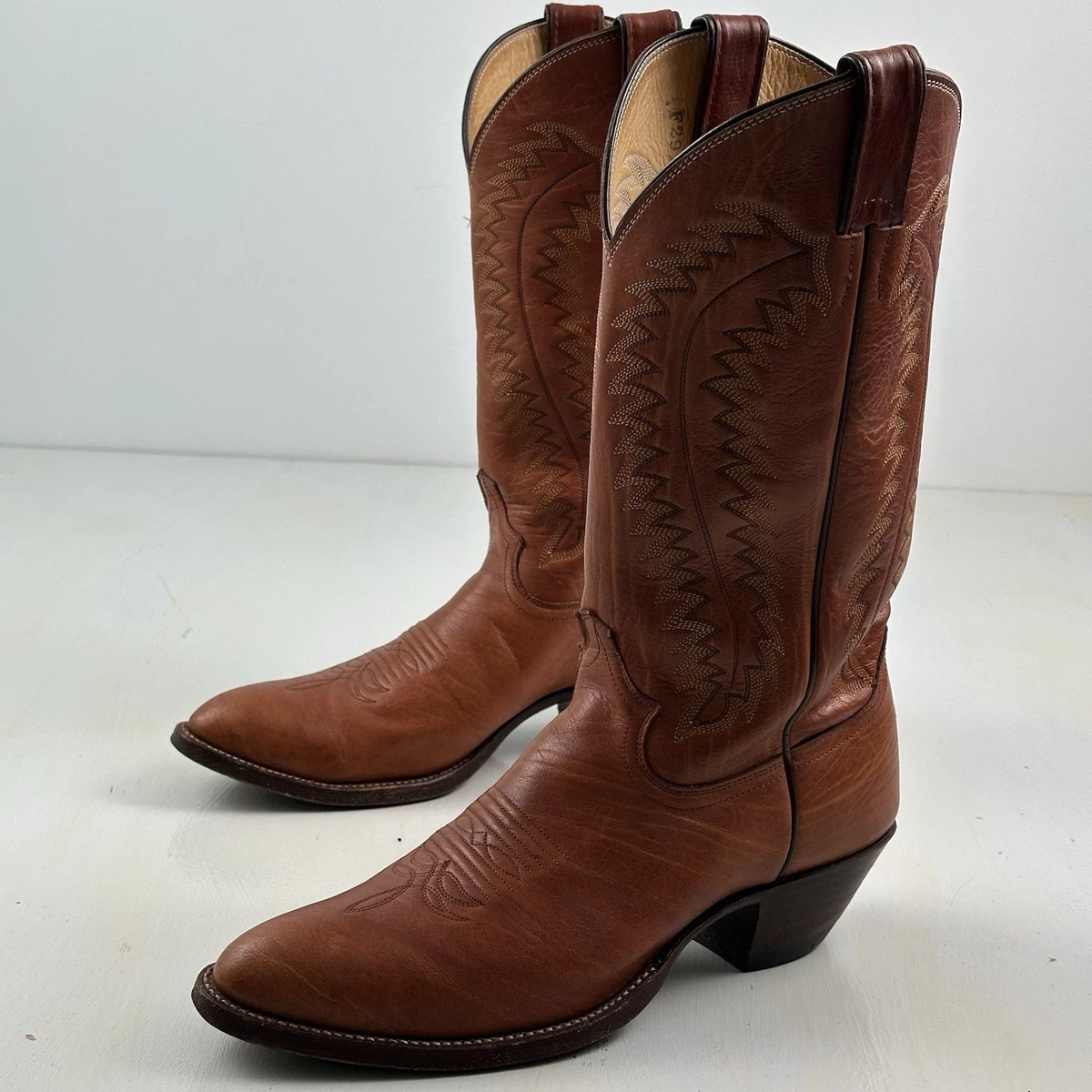 Justin Leather Western Cowboy Boots Pointed Toe Brown Mens 8.5 D 1470 **Read** Justin Men main image 2
