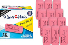 Erasers, Pink Pearl, 12 Count - Latex Free and Smudge Resistant, Back to School,