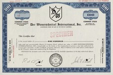 Der Wienerschnitzel International, Inc. Stock Certificate.
