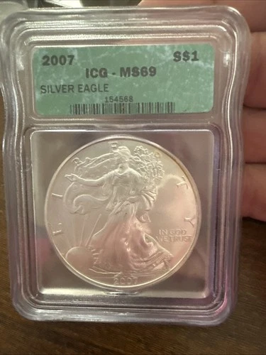 2007 Silver Eagle MS70 ICG  Light Toning