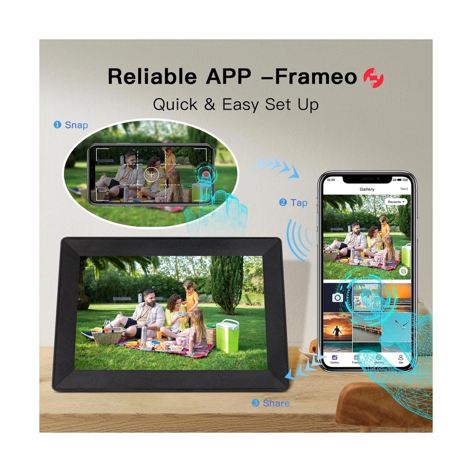Frameo 10.1 Inch Digital Picture Frame WiFi Connect Touch Screen Digital Phot... - Image 2 of 4