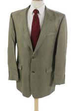 Ralph Ralph Lauren Mens Green Silk Check Sport Coat Collared Button Size 42
