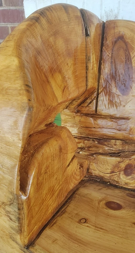 Hand Carved Rustic Solid Wood Bench. Southern Pine. 5 Ft 6 In By  33.5” 14.5 Sit - Image 3 of 4