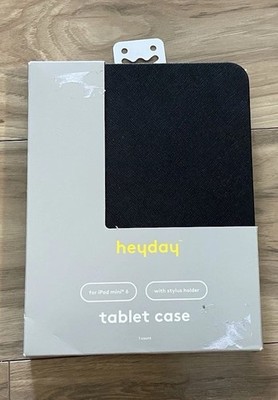 HeyDay Black Case for iPad Mini 6 w/ Stylus Holder Faux Leather Stand