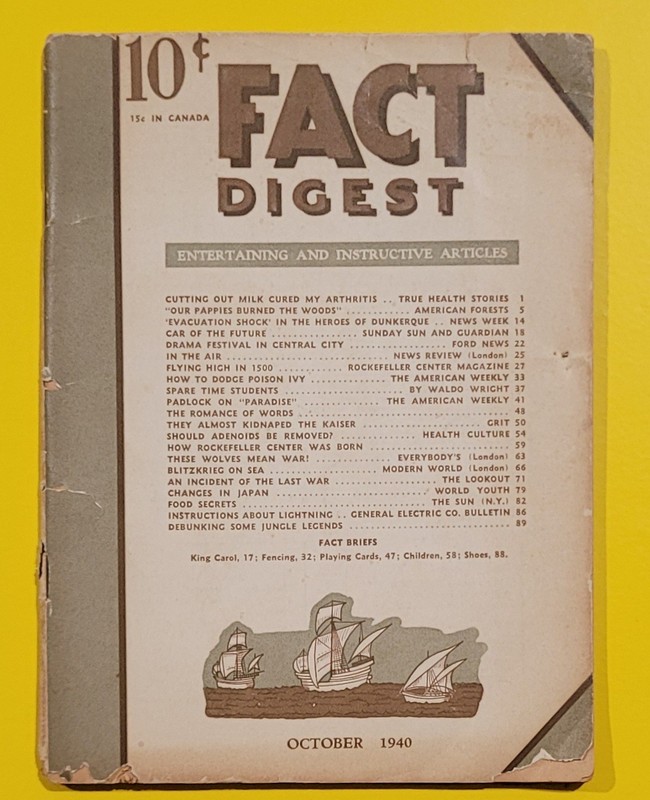 Antique Booklet, Fact Digest-October 1940 Vol.10 No.6. Preowned.