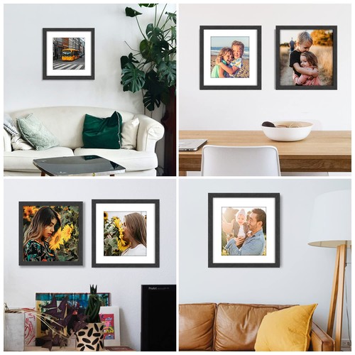 12x12 Picture Frame Rustic Black Wood Set of 6,Display Square Pictures 8x8 wi... - Picture 5 of 7