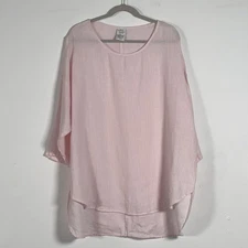 Match Point 100% Linen Tunic Top Womens Sz XL Pink Lagenlook