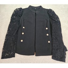 Witchy Romantic Whimsigoth Blazer 2XL Black Lace Puff Sleeve Career Victorian