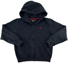US Polo Assn Hoodie Youth XL Black Full Zip Sweatshirt Red Logo Fleece Jacket